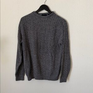 bill blass Charcoal Gray Ribbed Crewneck Sweater